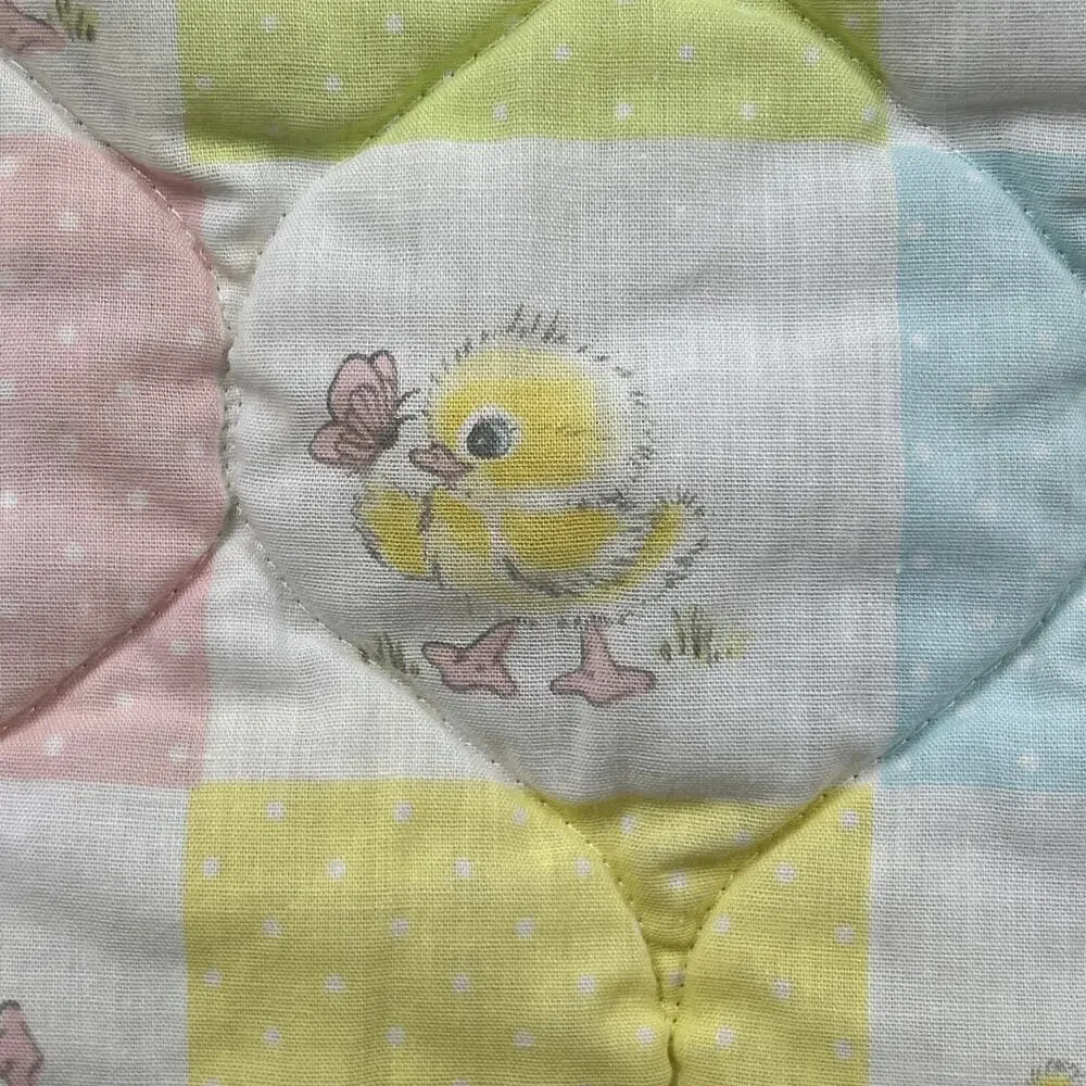 Vintage Baby Blanket Pastel Colorblock Chicks Ducks Nursery Photo Prop READ